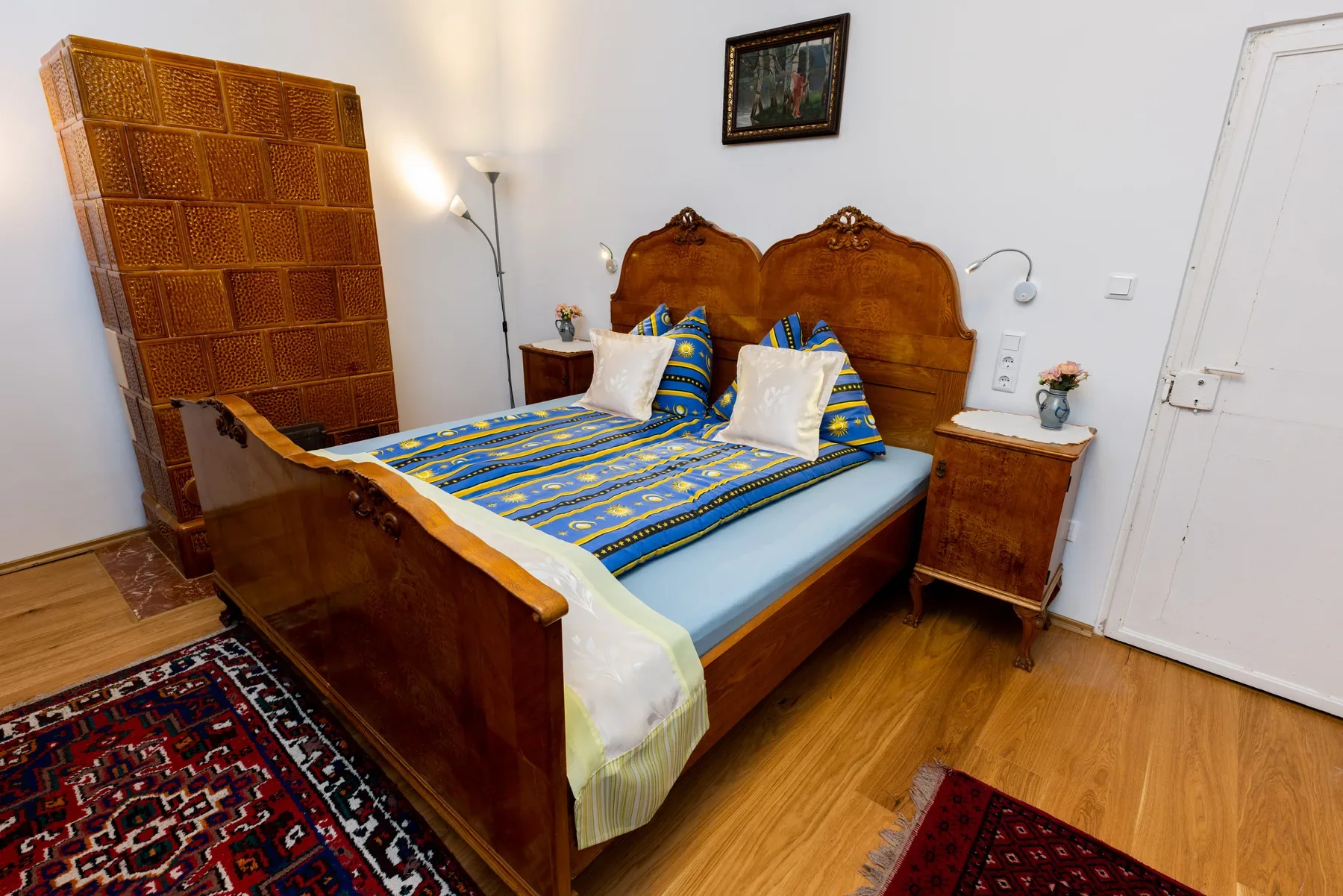 Bedroom in Apartment Classic with historic wooden bed