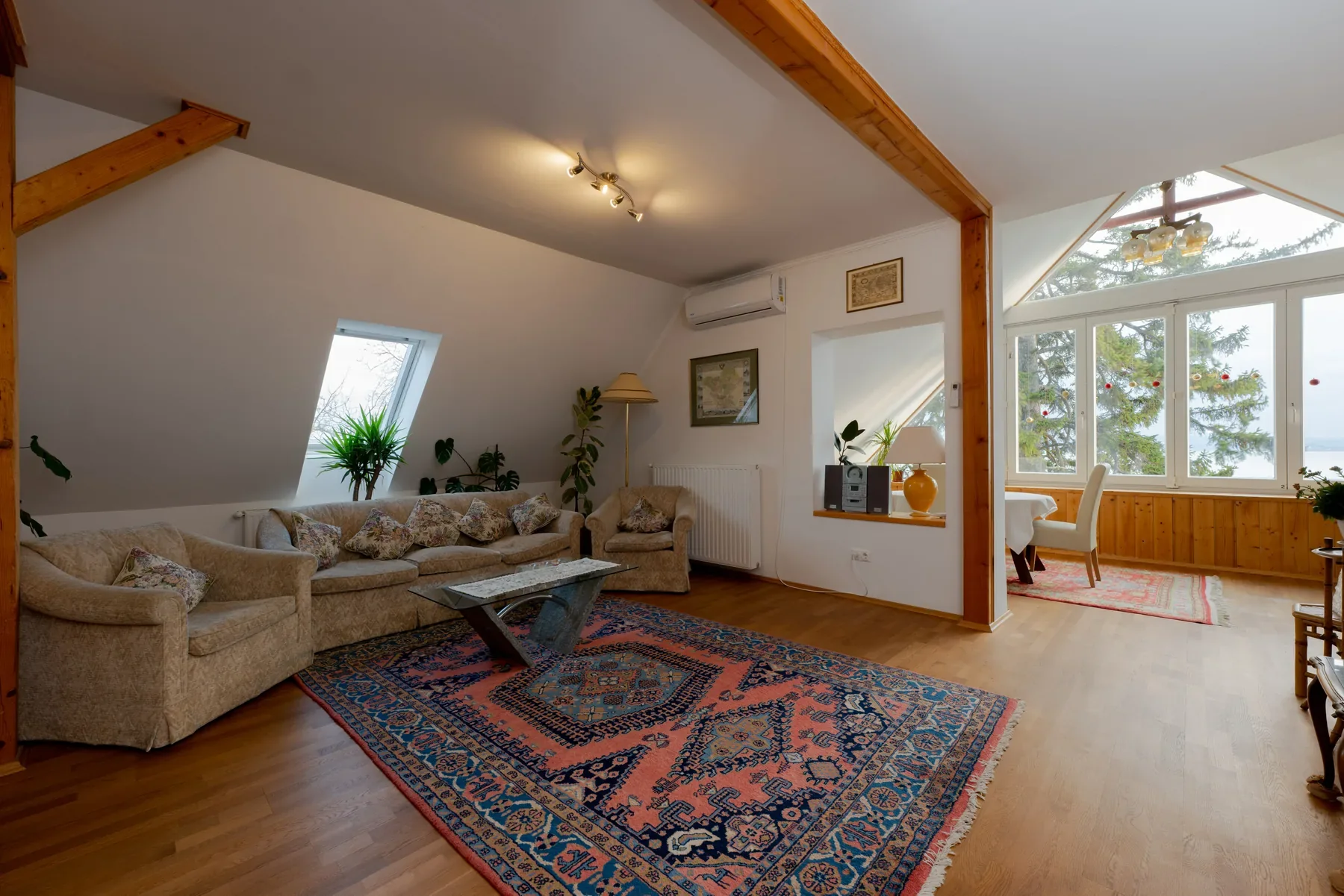Bright living area in Apartment Modern with sofas and panoramic window